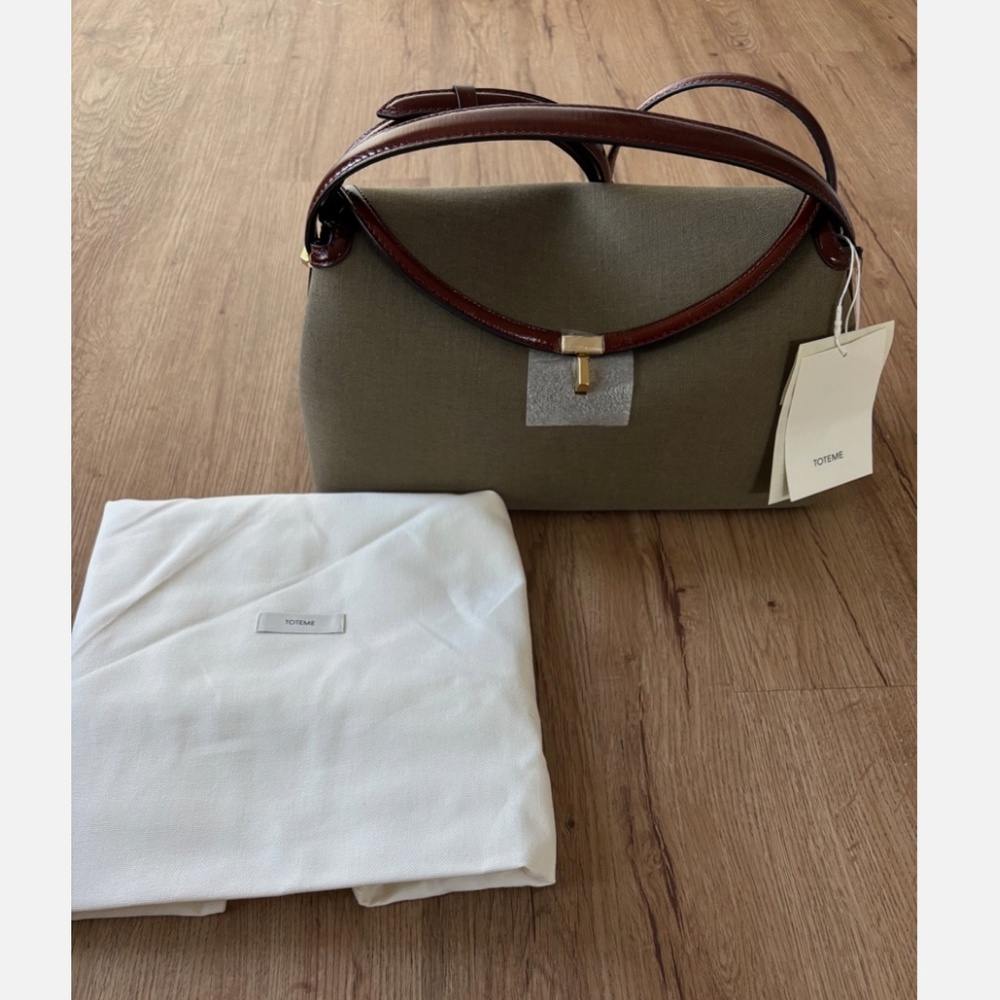 100% Authentic! NWT Org.$1340 Toteme T-Lock Canvas Top Handle Bag Khaki Green - Picture 6 of 14